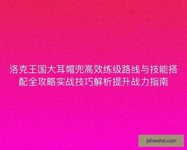 洛克王国大耳帽兜高效练级路线与技能搭配全攻略实战技巧解析提升战力指南